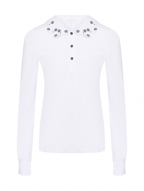 Трикотажная блуза декорированная вышивкой Treapi - Общий вид