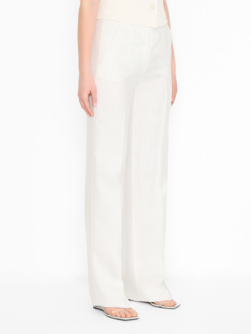 Брюки из льна на высокой посадке Max Mara - МодельВерхНиз