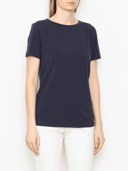 Однотонная футболка из хлопка с круглым вырезом Weekend Max Mara - МодельВерхНиз