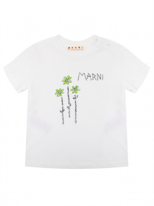Футболка из хлопка с принтом Marni - Общий вид