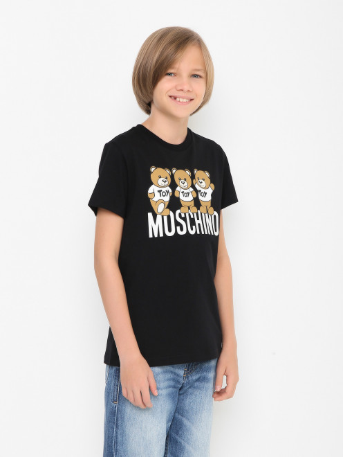 Хлопковая футболка с принтом Moschino - МодельВерхНиз