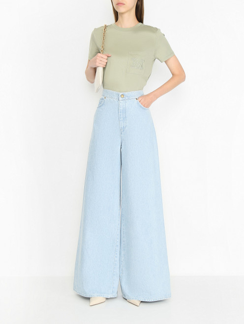 Широкие джинсы из светлого денима Max Mara - МодельОбщийВид