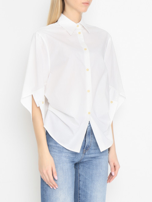 Рубашка из хлопка с ассиметричными рукавами Erika Cavallini - МодельВерхНиз