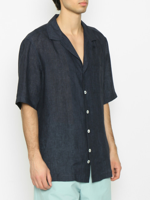 Рубашка из льна с короткими рукавами LARDINI - МодельВерхНиз