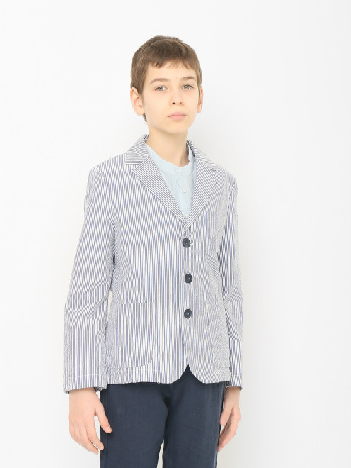 Пиджак в полоску с накладными карманами Il Gufo - МодельВерхНиз