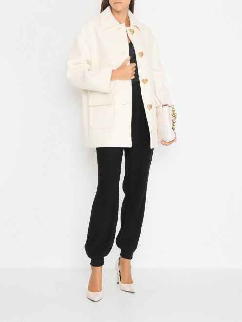 Пальто из шерсти с декоративными пуговицами Moschino - МодельОбщийВид