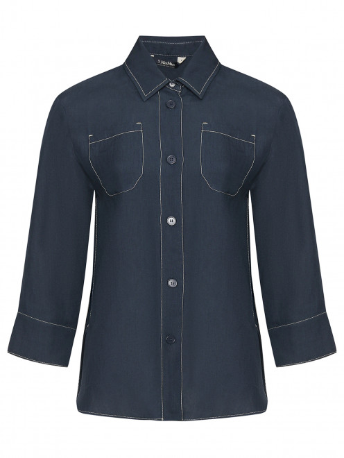 Однотонная рубашка из льна с накладными карманами Max Mara - Общий вид