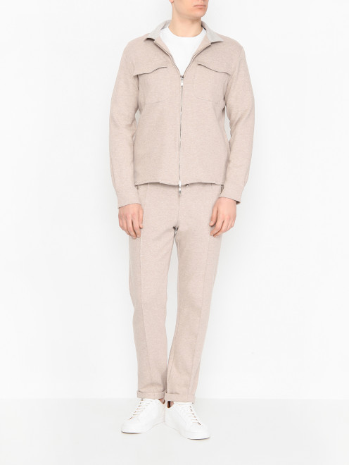 Олимпийка на молнии из хлопка Doriani Cashmere - МодельОбщийВид