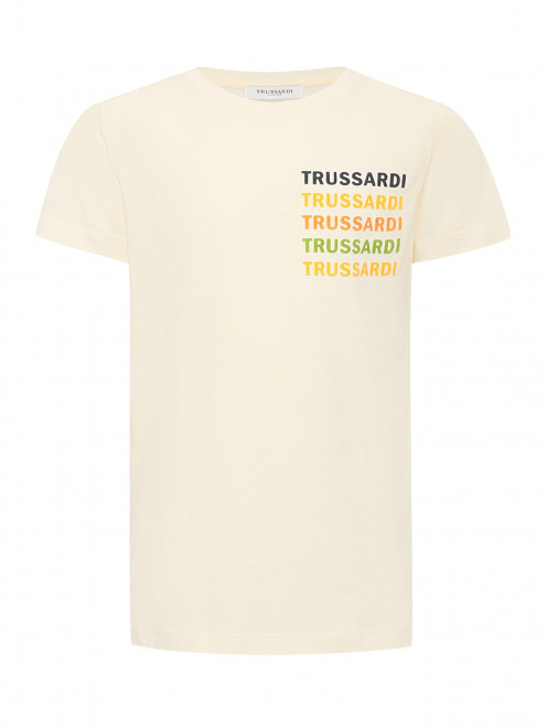 Футболка из хлопка с логотипом Trussardi - Общий вид