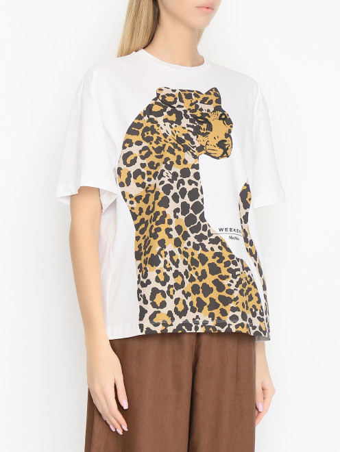 Оверсайз футболка с принтом Леопард Weekend Max Mara - МодельВерхНиз