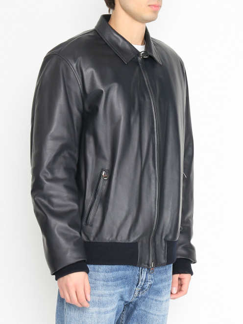 Куртка из гладкой кожи на молнии Stewart - МодельВерхНиз