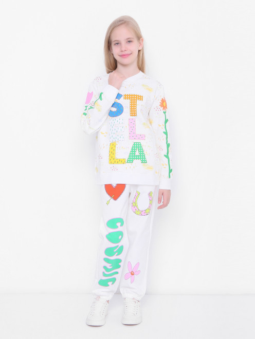 Толстовка из хлопка с логотипом Stella McCartney kids - МодельОбщийВид