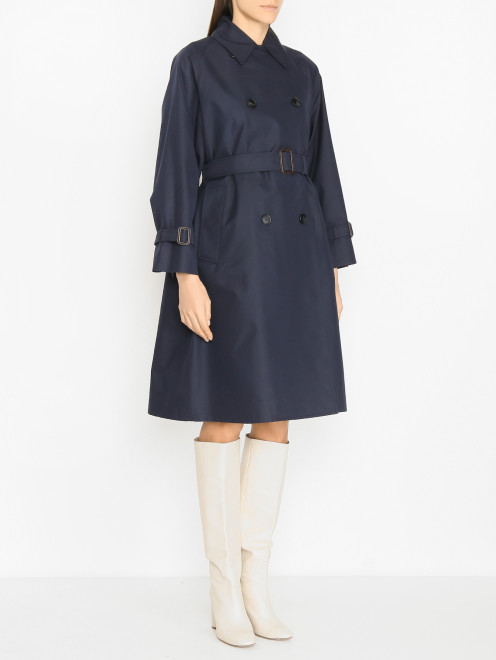 Плащ из смешанного хлопка с поясом Weekend Max Mara - МодельВерхНиз
