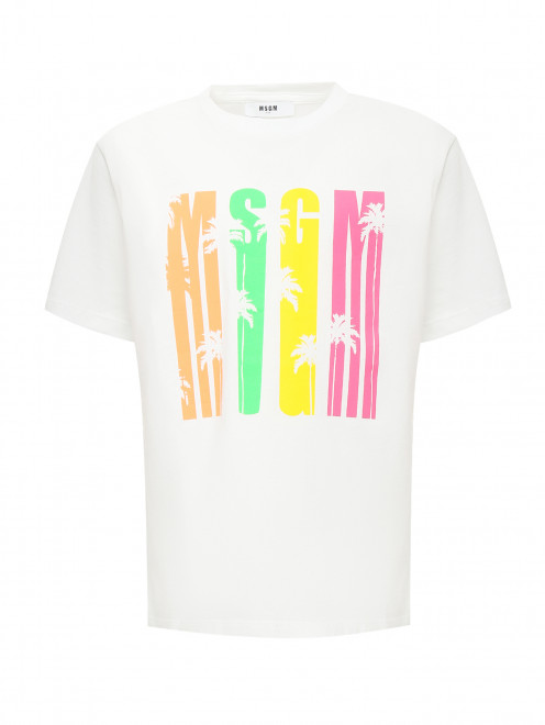 Хлопковая футболка с принтом MSGM - Общий вид