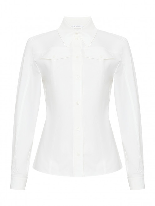 Однотонная рубашка из хлопка с накладными карманами Alberta Ferretti - Общий вид