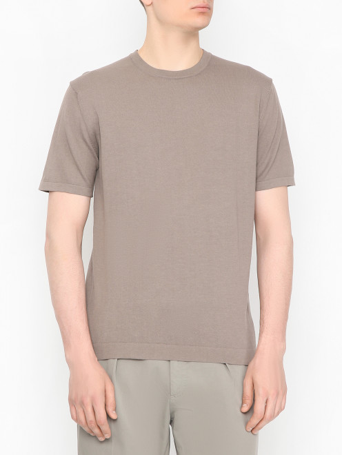 Футболка однотонная из хлопка Piacenza Cashmere 1733 - МодельВерхНиз