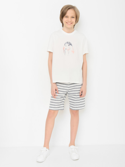 Пижама: футболка и шорты из хлопка Sanetta - МодельОбщийВид