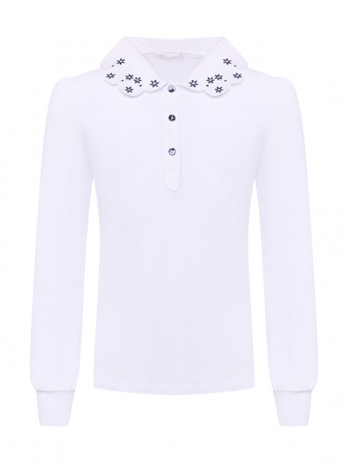 Трикотажная блуза с вышитыми воротником Treapi - Общий вид