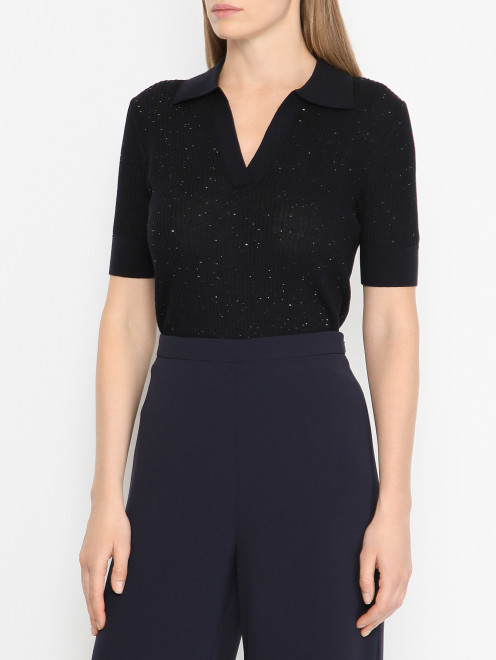 Поло из шелка и шерсти с пайетками Max Mara - МодельВерхНиз