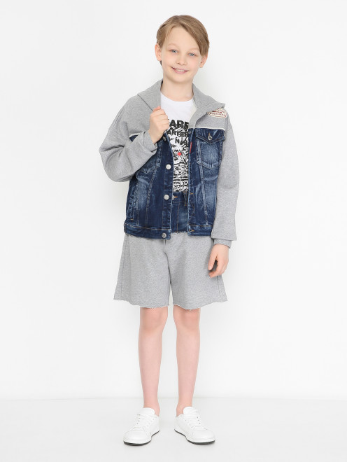 Комбинированная куртка из денима Dsquared2 - МодельОбщийВид
