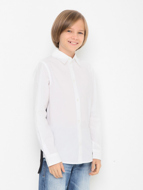 Рубашка из хлопка декорированная трикотажной тканью N21 - МодельВерхНиз