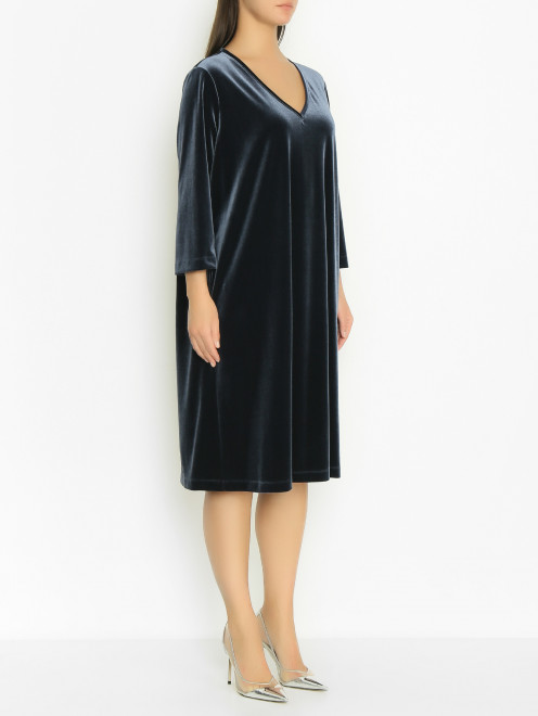 Бархатное платье с V-образным вырезом Marina Rinaldi - МодельВерхНиз