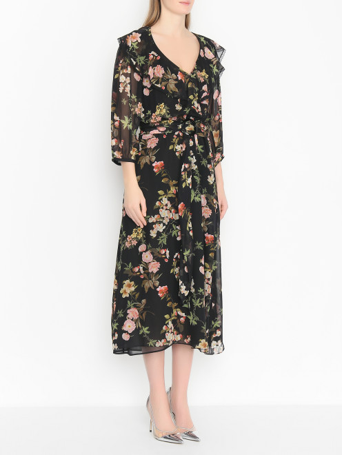 Платье из шелка с цветочным узором Luisa Spagnoli - МодельВерхНиз