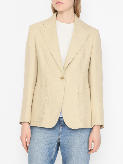 Жакет без подкладки из хлопка и льна Weekend Max Mara - МодельВерхНиз