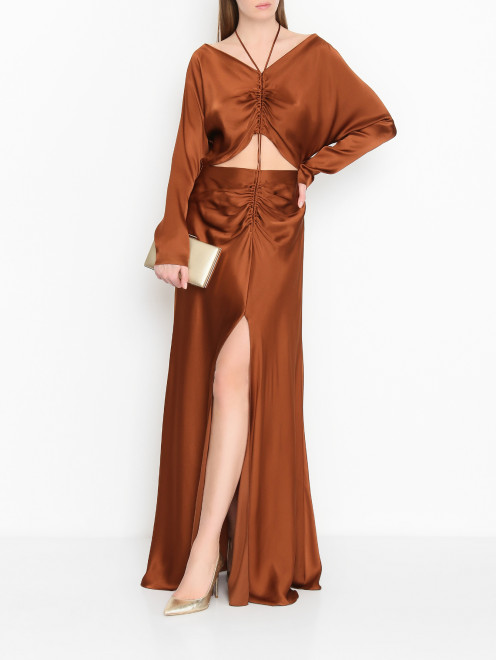 Атласное макси-платье с разрезами Alberta Ferretti - МодельОбщийВид