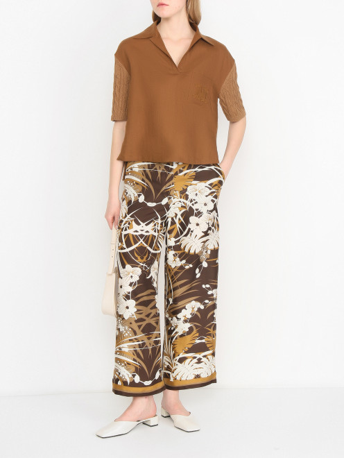 Укороченные брюки из шелка с узором Max Mara - МодельОбщийВид