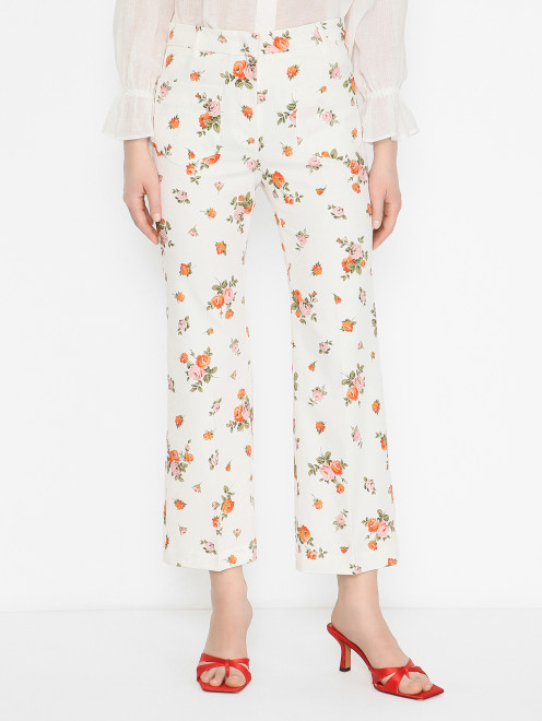 Брюки из хлопка с узором Weekend Max Mara - МодельВерхНиз