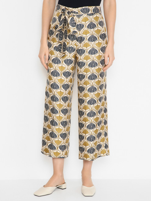 Укороченные брюки из шелка Max Mara - МодельВерхНиз