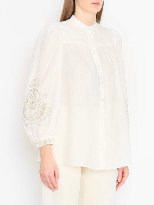 Блуза из льна с вышивкой Weekend Max Mara - МодельВерхНиз