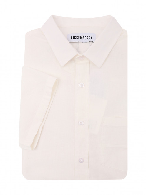 Рубашка из хлопка и льна с короткими рукавами Bikkembergs - Общий вид