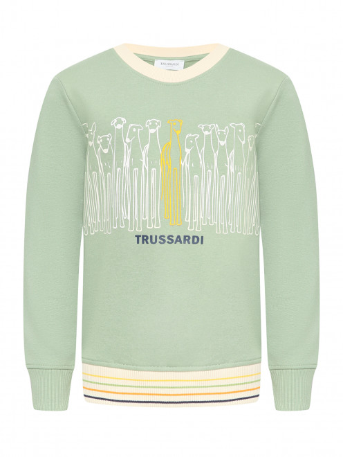 Свитшот из хлопка с принтом Trussardi - Общий вид