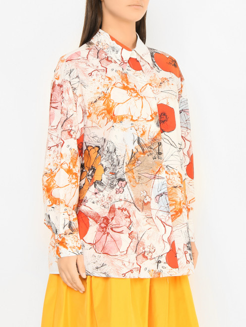 Хлопковая блуза с узором Marina Rinaldi - МодельВерхНиз