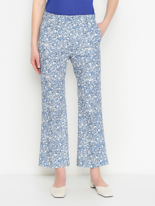 Брюки-клеш из хлопка с узором Weekend Max Mara - МодельВерхНиз