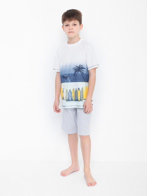 Хлопковая пижама с принтом Sanetta - МодельОбщийВид