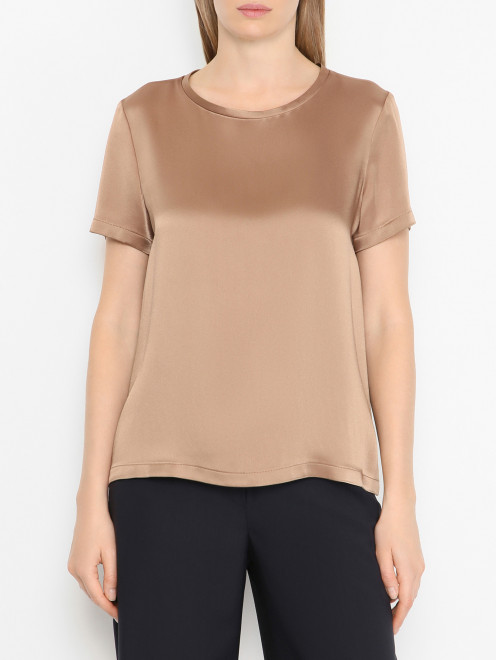 Атласный топ с короткими рукавами Max Mara - МодельВерхНиз