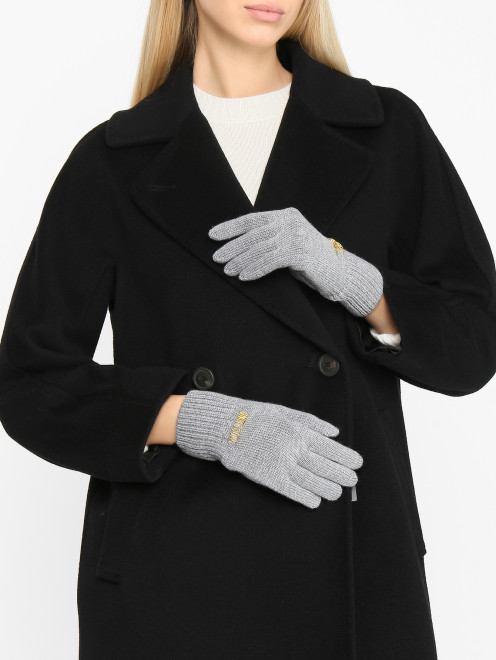 Перчатки из шерсти с логотипом Moschino - МодельОбщийВид