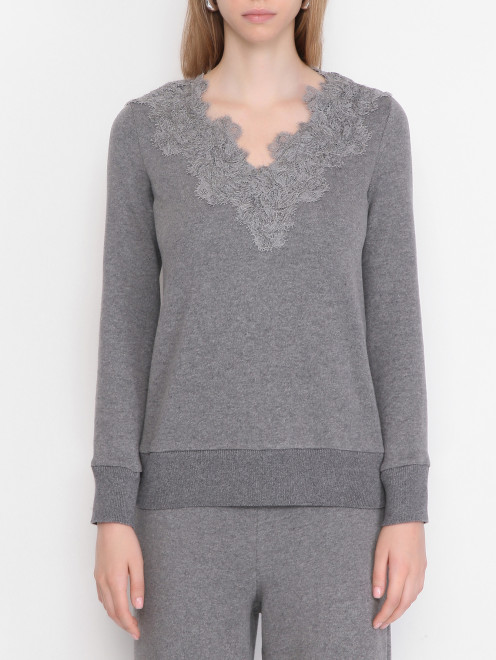 Джемпер с отделкой из кружева Ermanno Scervino - МодельВерхНиз