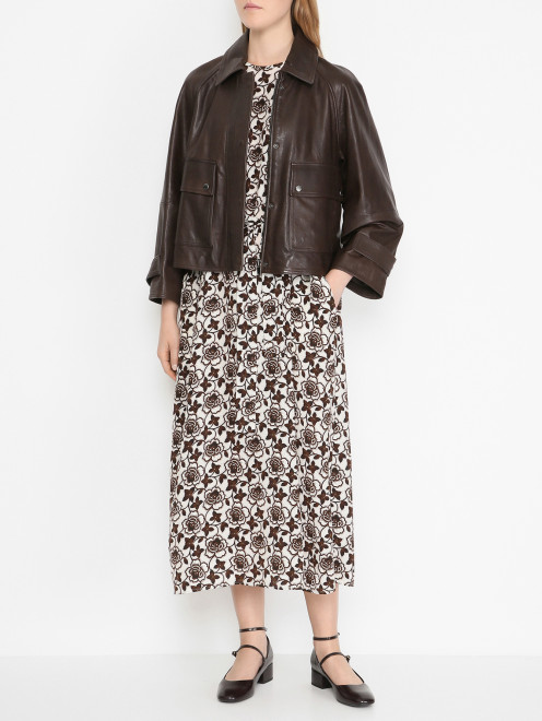 Платье-миди из шелка с узором Weekend Max Mara - МодельОбщийВид