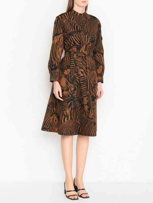 Платье в стиле сафари с карманами и поясом Weekend Max Mara - МодельВерхНиз