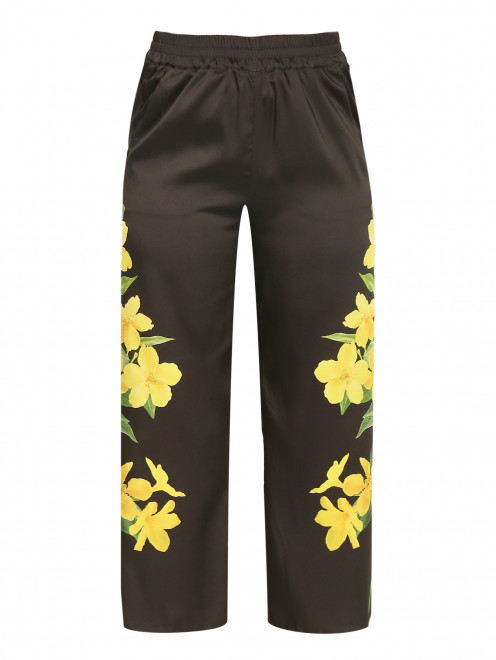 Атласные брюки на резинке с цветочным принтом Marina Rinaldi - Общий вид