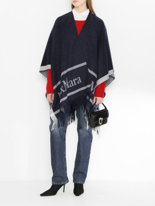 Пончо из шерсти с бахромой Max Mara - МодельОбщийВид