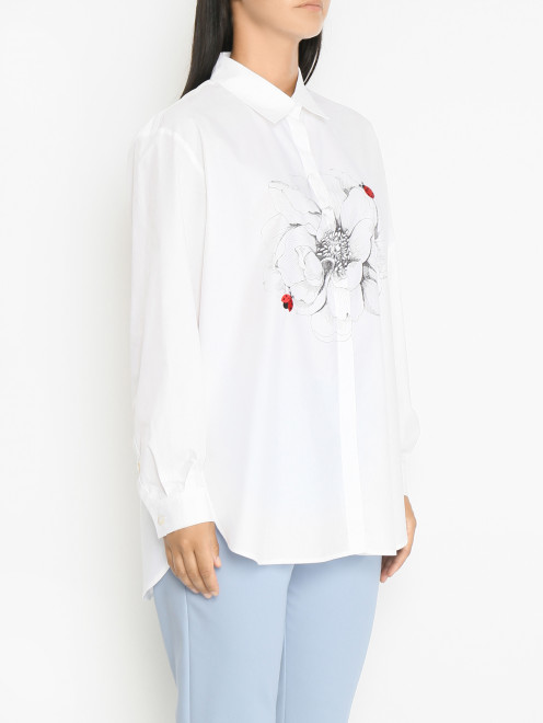 Рубашка из  хлопка с цветочным узором Marina Rinaldi - МодельВерхНиз