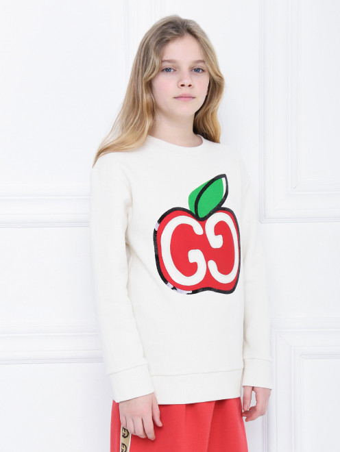 Свитшот с аппликацией из пайеток Gucci - МодельВерхНиз