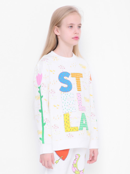 Толстовка из хлопка с логотипом Stella McCartney kids - МодельВерхНиз