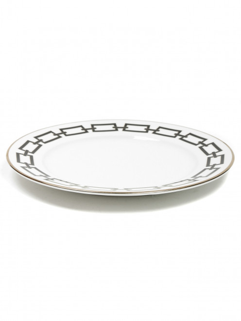 Тарелка обеденная из фарфора с орнаментом и серебряной окантовкой Ginori 1735 - Обтравка1