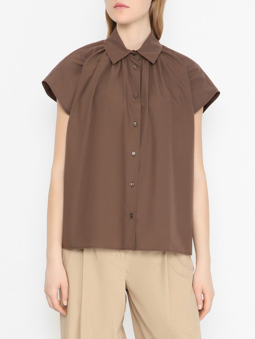 Блуза из хлопка с короткими рукавами Weekend Max Mara - МодельВерхНиз